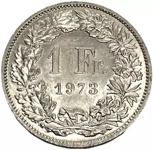 Switzerland 1973 1 Franc Swiss World Coin KM# 24a Helvetia Lot C3-96 - Picture 1 of 4