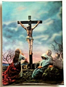 Toppan Wonder Co Japan Lenticular 3-D Postcard Jesus on Cross Used Unposted 7326 - Picture 1 of 4