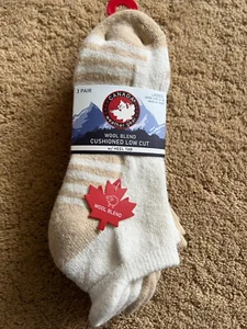 CANADA Weather Gear Ladies Wool Low Cut Socks Gray Beige Multicolo Size 4-10 3PR - Picture 1 of 4