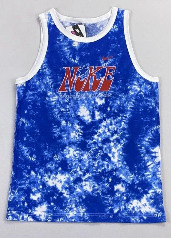 Nike Boys Retro USA Blue Tie-Dye Tank Top XL 100 Cotton DH6541-100