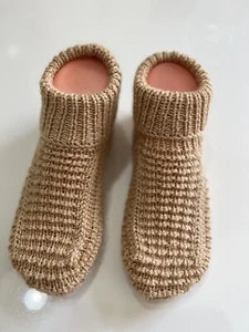 Handgestrickte Hausschuhe Gr 38/39 neu ungetragen Patik %100 Baumwolle - Bild 1 von 4