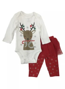 Carters Kleinkind Mädchen Weihnachten Glitzer Rentier Body & Tutu Leggings 3M - Bild 1 von 3