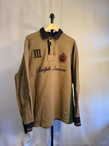 Polo Ralph Lauren St. Moritz Brown World Cup Rugby Long Sleeve Shirt Y2K XXL - Picture 1 of 5