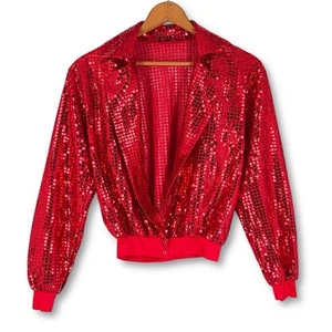 Vintage Übergangsjacke rot Pailletten lahm M 80 S - Bild 1 von 12