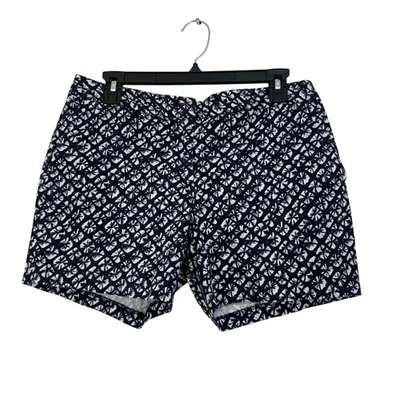Shorts Michael Kors Feminino Tamanho 6 Azul Marinho Branco Areia Estampa de Dólar Casual Frente Plana - Imagem 1 de 4