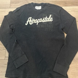 Vintage Aeropostal Thermal Shirt Men XL Black Athletic Spellout Layering  - Picture 1 of 7