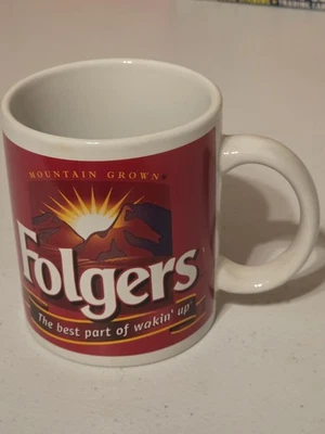 Vintage FOLGERS Mountain Grown Coffee Mug The Best Part Of Waking Up Is...WHAT? - Image 1 of 4