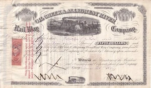 1869 Oil Creek & Allegheny River Railway Company - certificato capitale azionario - Foto 1 di 1