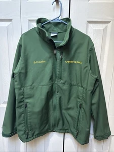 Columbia Oregon Ducks Jacket Mens Large Green Full Zip Softshell Fleece Lined - Picture 1 of 8