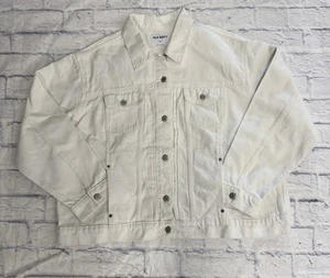 Old Navy Women's Long Sleeve Classic Jean Jacket White Lilies Large NWT - Picture 1 of 9