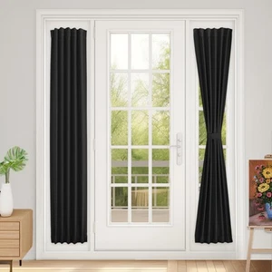 Sidelight Curtains - Room Darkening Door Curtain 12W x 72L (Pack of 1) Black - Picture 1 of 9