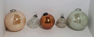Lot Of 5 Vintage Kugel Style Glass Ball Chirstmas Ornaments - Picture 1 of 18