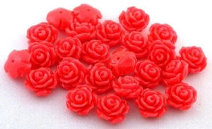 Resin Coral 9mm Half-Drilled Rose Flower Sold Package Of 12 For Earrings CF622 - Picture 1 of 2