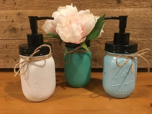 Mason Jar Soap Dispenser Loation Pump Vase Tooth Brush Holder - Picture 1 of 7