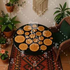 Wood Slice Resin Table – Round Black Epoxy Tabletop for Patio or Lounge Decor - Picture 1 of 13
