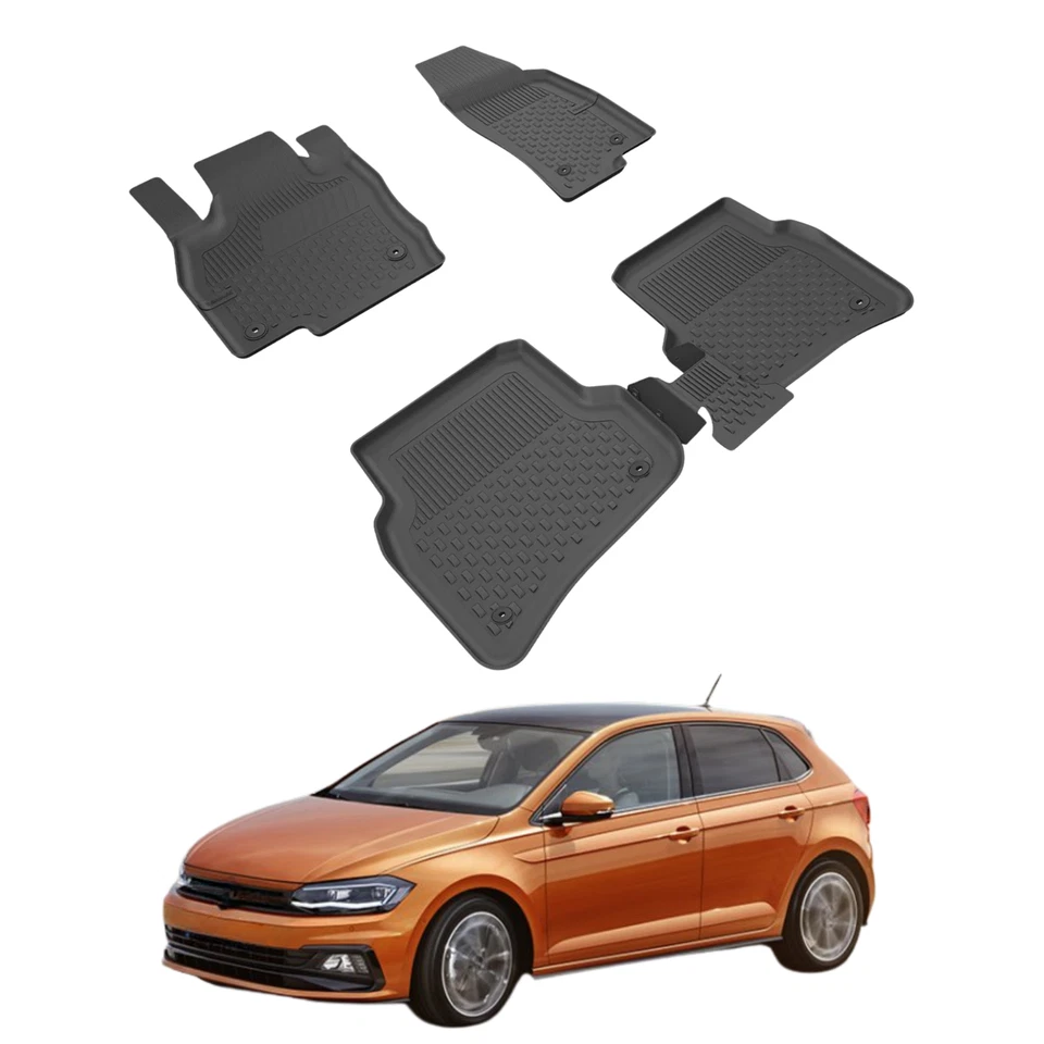 Alfombrillas para Volkswagen Polo 2017-2025 | Alfombrilla Premium negra  Foto 1 de 4