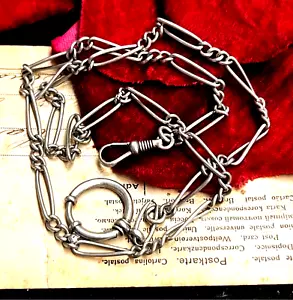 GORGEOUS VICTORIAN ERA ANTIQUE SILVER MASSIVE CHAIN NECKLACE.WITH CLAPS - Picture 1 of 3