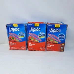3 Lot Ziploc Quart Food Storage Bags, Grip 'n Seal Technology X Easier Grip 80ct - Picture 1 of 7