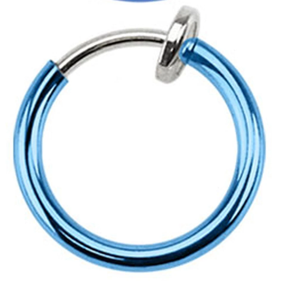 Spring Action Titanium IP Fake Septum and Nose Ear Hoop Pair - Image 1 of 1