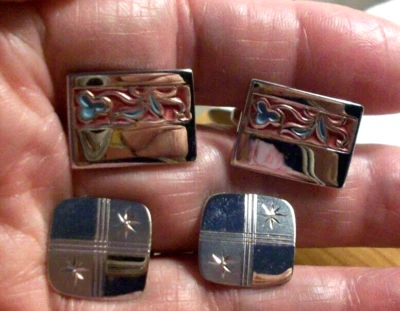 2 pair vintage cuff links enameled Anson & Hickok Sterling EXCELLENT - Image 1 of 4