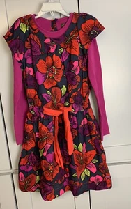 Boutique Catimini Dress Girls Size 10 Purple Floral Long Sleeve Knee Length - Picture 1 of 5