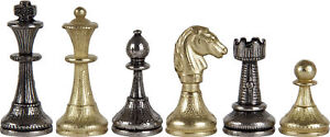 Solid Metal Brass Silver Plated Florentine Staunton Chessmen Set Felted Bottoms