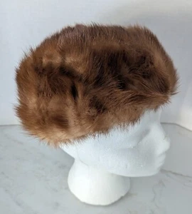 Vintage Women's Fur Hat - Designed By Lora Dark Brown w/ Red Highlights, Lined - Picture 1 of 9