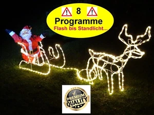 XXL LED RENTIER+SCHLITTEN+WEIHNACHTSMANN DELUXE SET MIT 8 PROGRAMME ELCH SANTA - Bild 1 von 5