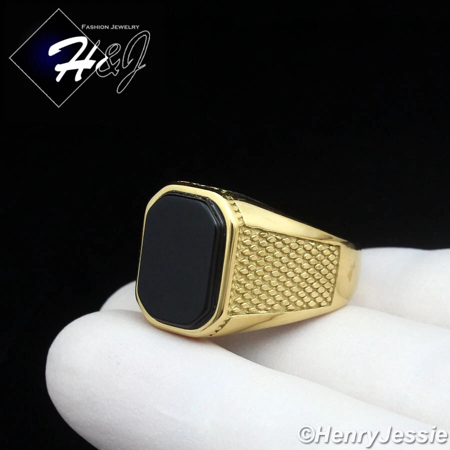Onyx Anillos De Oro De Acero Inoxidable Para Hombres - EBay