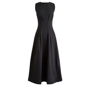 NWT J. Crew 2024 Black Pintuck Midi Dress Size 14 - Picture 1 of 12