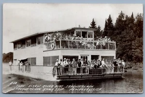 1948 Newberry, Michigan RPPC Echtfoto Postkarte "TAHQUAMENON RIVER TRIP" Boot - Bild 1 von 2