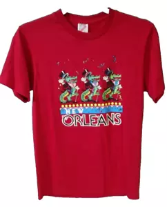 New Orleans Vintage Dancing Crocodiles Juniors Youth Large 14-16 T Shirt Red-C7 - Picture 1 of 6