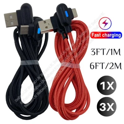 Braided USB C TypeC Fast Charging Data Sync Charger Cable Cord 3/6ft For Samsung - Image 1 of 4