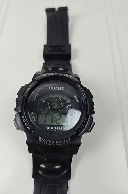 Reloj deportivo Honhx Digital S WR30M-negro acero inoxidable trasero, resistente al agua Foto 1 de 4