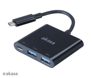 Akasa AK-CBCA08-15BK Type-C to Power Delivery Adaptor with USB 3.0 Hub - Image 1 of 2