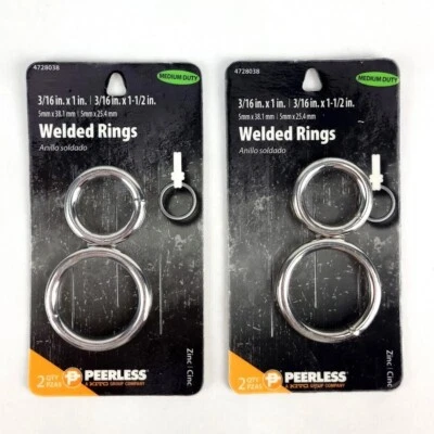 (Lot of 2) Peerless Welded Rings 2Qty Med Duty 3/16" x 1" & 3/16" x 1-1/2 Zinc - Image 1 of 3