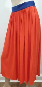 ROKSANDA Coral Orange Blue Waistband Pleated Long Length Skirt UK12 BNWT - Picture 1 of 6