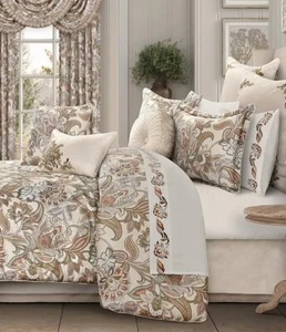 J Queen New York 4 Piece Queen Comforter Set Captiva Jacobean Print $398 NWT - Picture 1 of 8