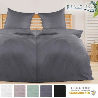 Bettwäsche 4 tlg Set 135x200 cm 2x Bettbezug Bettgarnitur 2x Kissenbezug Uni - Bild 1 von 4