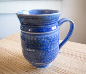 Indigo Blue Glazed Pottery Mug-Studio Artist Signed- Coffee Tea - Picture 1 of 7