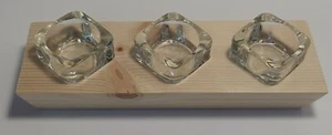 Tea light natural wooden candle holder with glass tealight candle holder - Picture 1 of 8