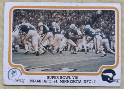 1979 Fleer Team Action Super Bowl VIII Miami Dolphins Minnesota Vikings #64 VG - Image 1 of 2