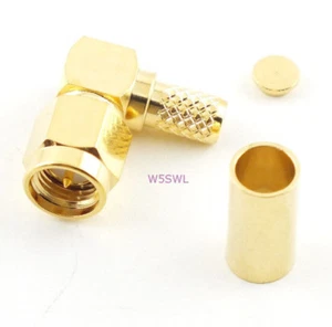 SMA Male Coax Connector 90 Deg Crimp RG-58 LMR-195 2-Pcs - USA Ham Radio Seller - Picture 1 of 1