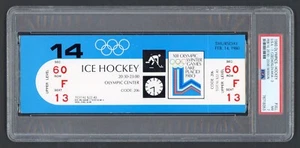 1980 Olympic Hockey Full Ticket PSA 7 USA vs Czechoslovakia Only 6 Graded Higher - Picture 1 of 2