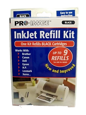 Pro•Image ~InkJet Refill Kit ~BLACK ~Up To 9 Refills  - Image 1 of 4