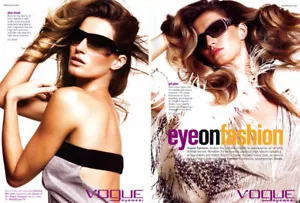 Gafas de sol Vogue Eyewear Gisele Bundchen 2007 4 páginas anuncio de revista - Imagen 1 de 2