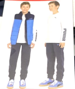 PUMA Boys' 3-Pcs Set Vest, Tee and Jogger Set (Blue/White, Medium 10/12) NWT - Picture 1 of 7