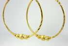 Lovely Hoops with Beads with 22K Yellow Gold GP Diamond-Cut Thai Earrings GT30