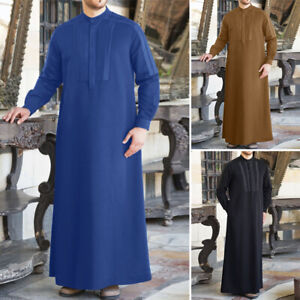 INCERUN Men Clothing Saudi Style Full Length Thobe Jubba Arab Split Dress Kaftan