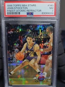1996 Topps Stars Finest Atomic Refractor John Stockton #143 PSA 7 - Bild 1 von 3